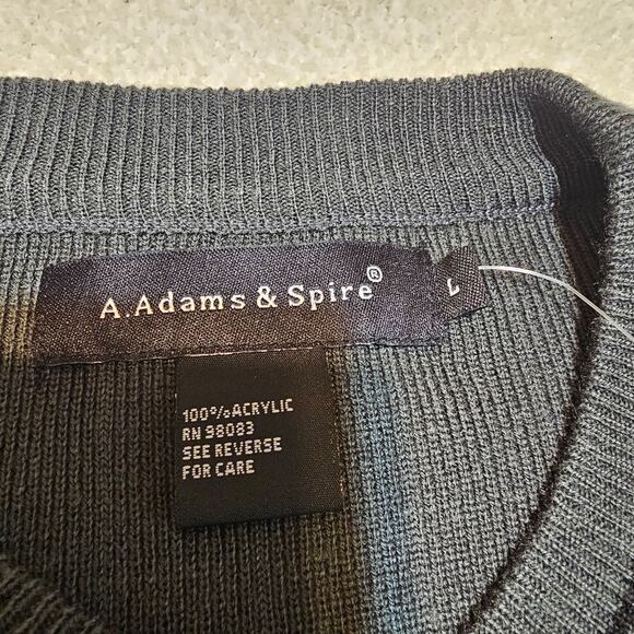 NWT A. Adams & Spire Men’s L Gray Crewneck Sweater Rib Knit Pullover Classic - Picture 3 of 9